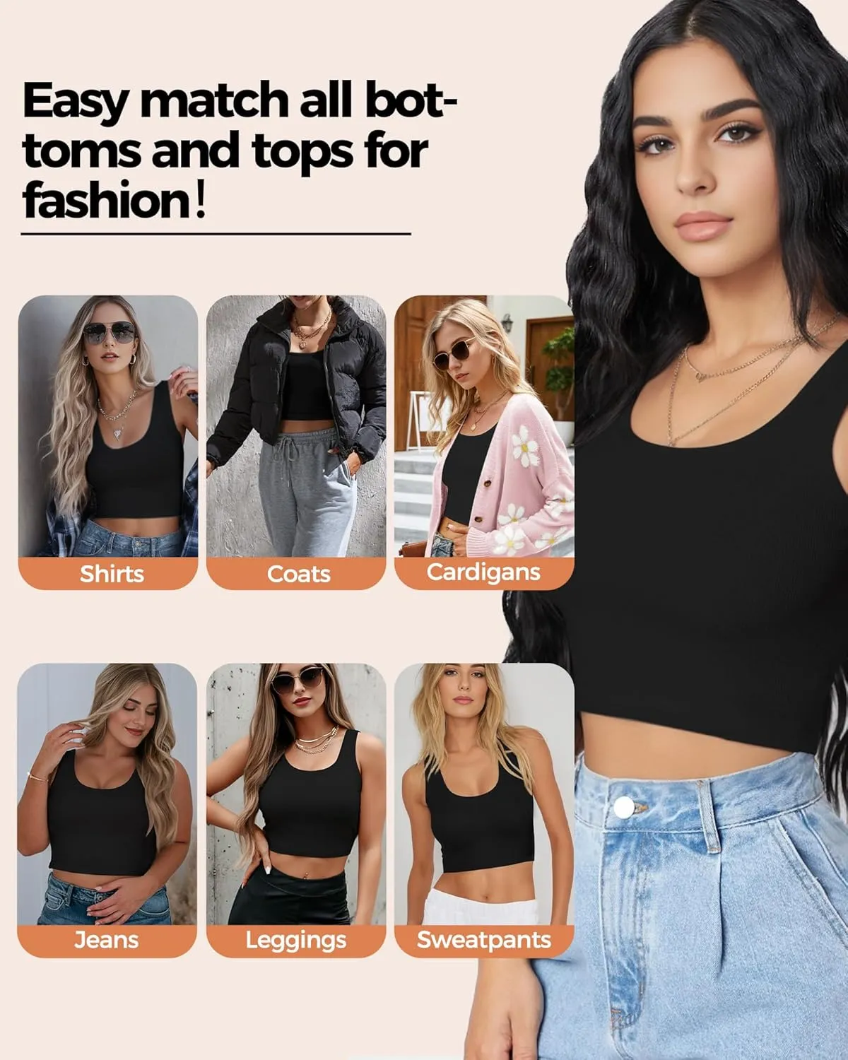1-3Pcs Crop Tops for Women, U Neck Sleeveless Tank Tops, Basic Cropped Racerback Going Out Tops Athletic Sports Shirts