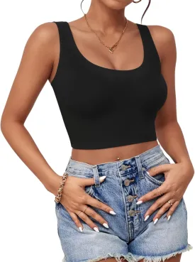 1-3Pcs Crop Tops for Women, U Neck Sleeveless Tank Tops, Basic Cropped Racerback Going Out Tops Athletic Sports Shirts