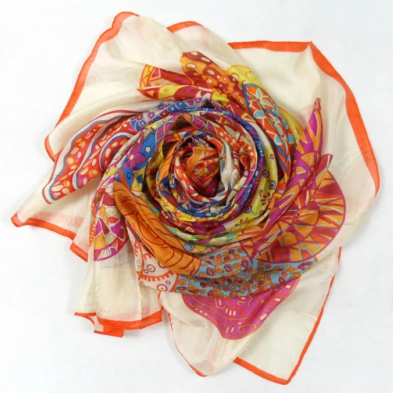 180*110cm Extra Large Women Fashion Yellow Long Silk Scarf "H" Style New Design Ladies's Apparel Accessories Silk Scarf Printed. : 100% Pure Mulberry Silk.