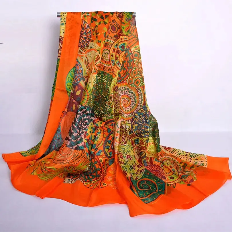 180*110cm Extra Large Women Fashion Yellow Long Silk Scarf "H" Style New Design Ladies's Apparel Accessories Silk Scarf Printed. : 100% Pure Mulberry Silk.
