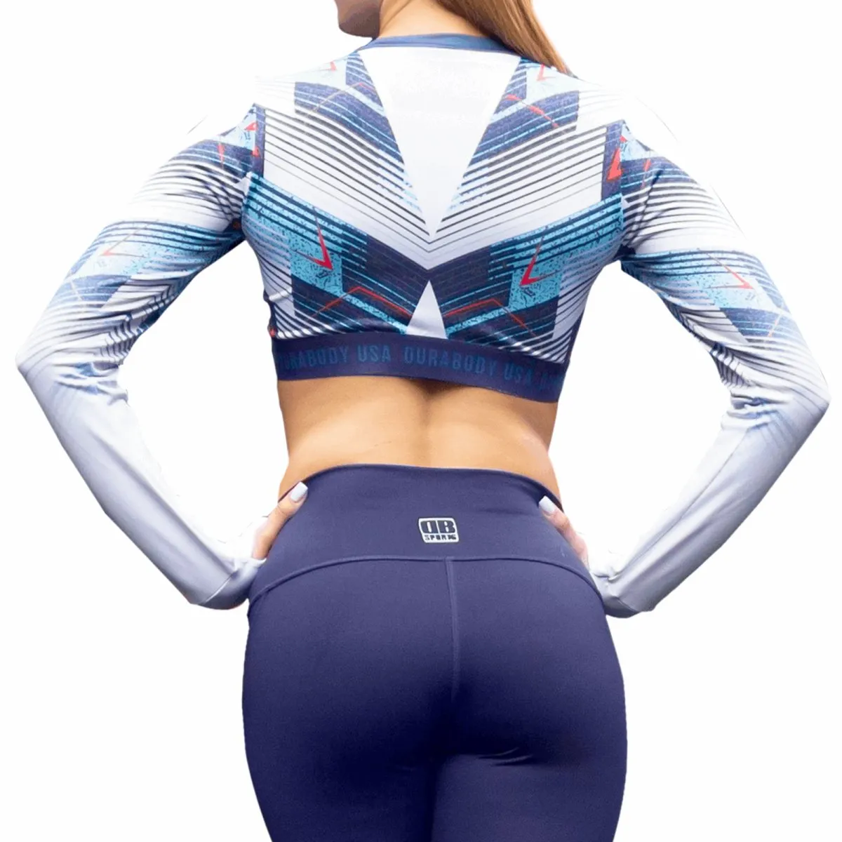 Active Blue Long Sleeve Crop Top