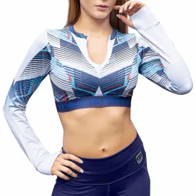 Active Blue Long Sleeve Crop Top