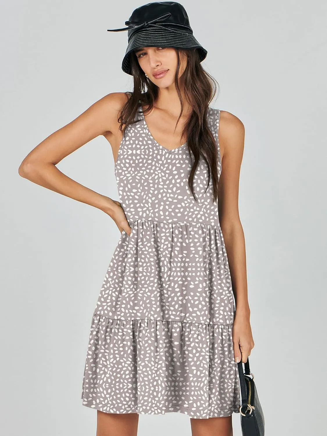ANRABESS Womens Summer Casual Tank Dress Sleeveless V Neck T Shirt Sundress Flowy Tiered Swing Mini Beach Vacation Dresses