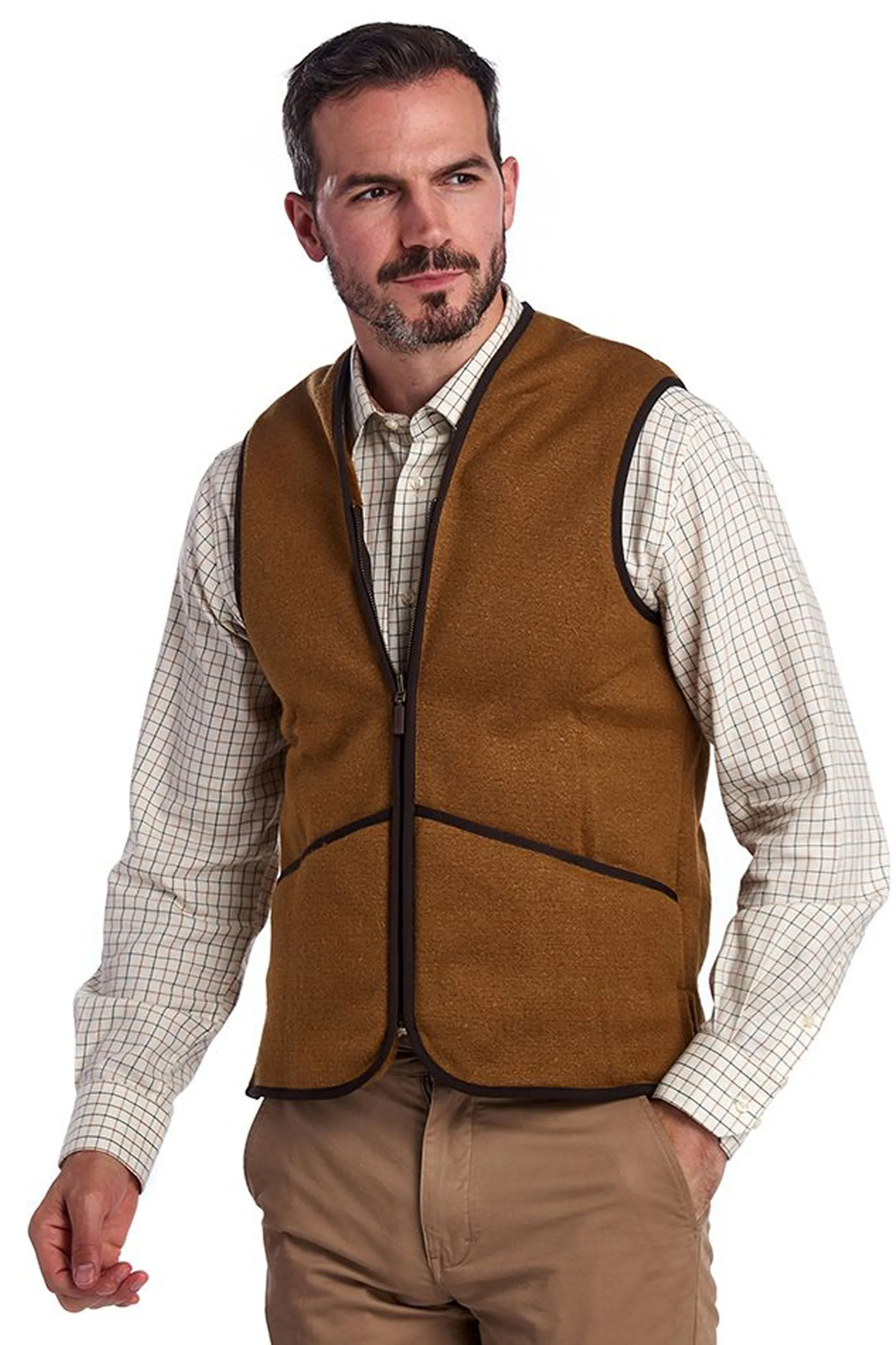 Barbour Warm Pile Zip In Liner Gilet Brown