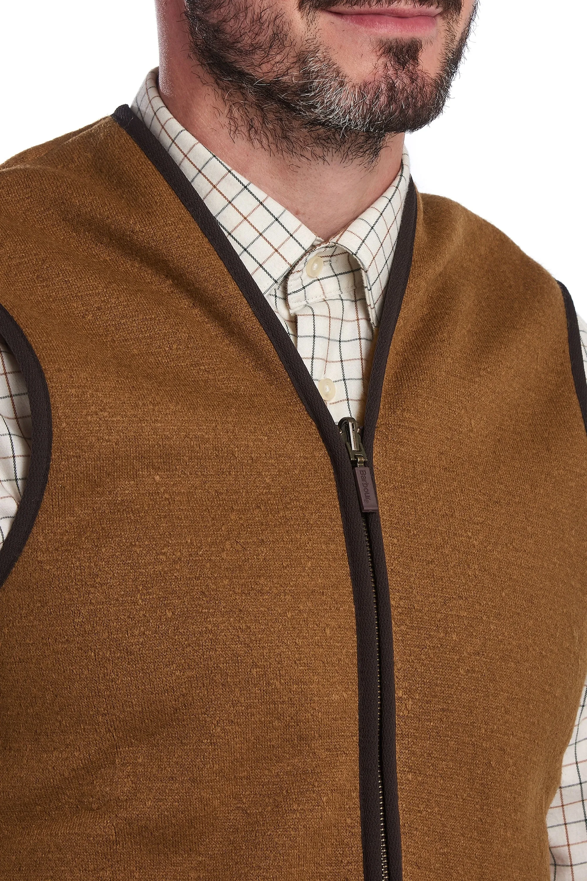 Barbour Warm Pile Zip In Liner Gilet Brown