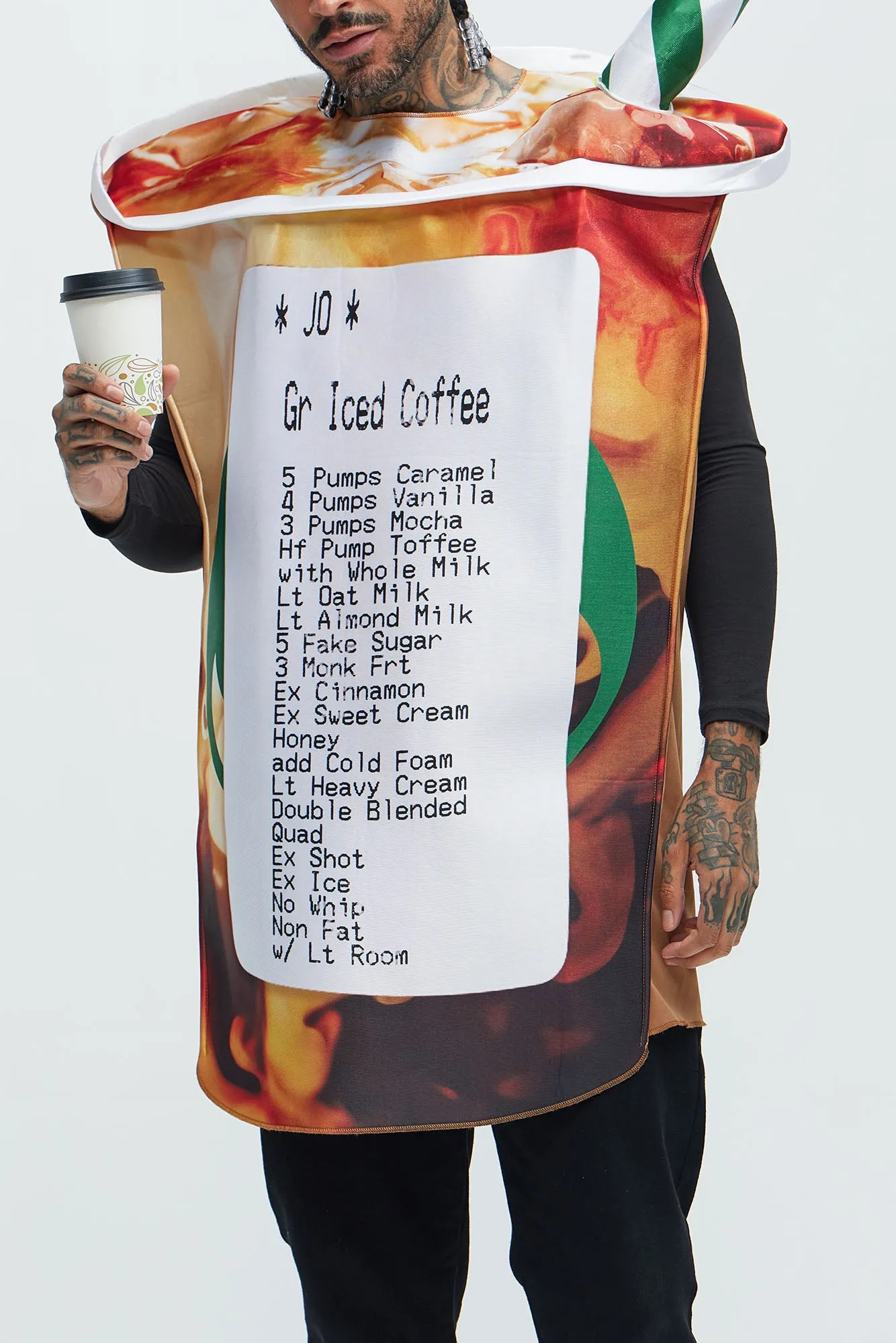 Barista Nightmare Coffee Cup 1 Piece Tunic Costume - Brown/combo