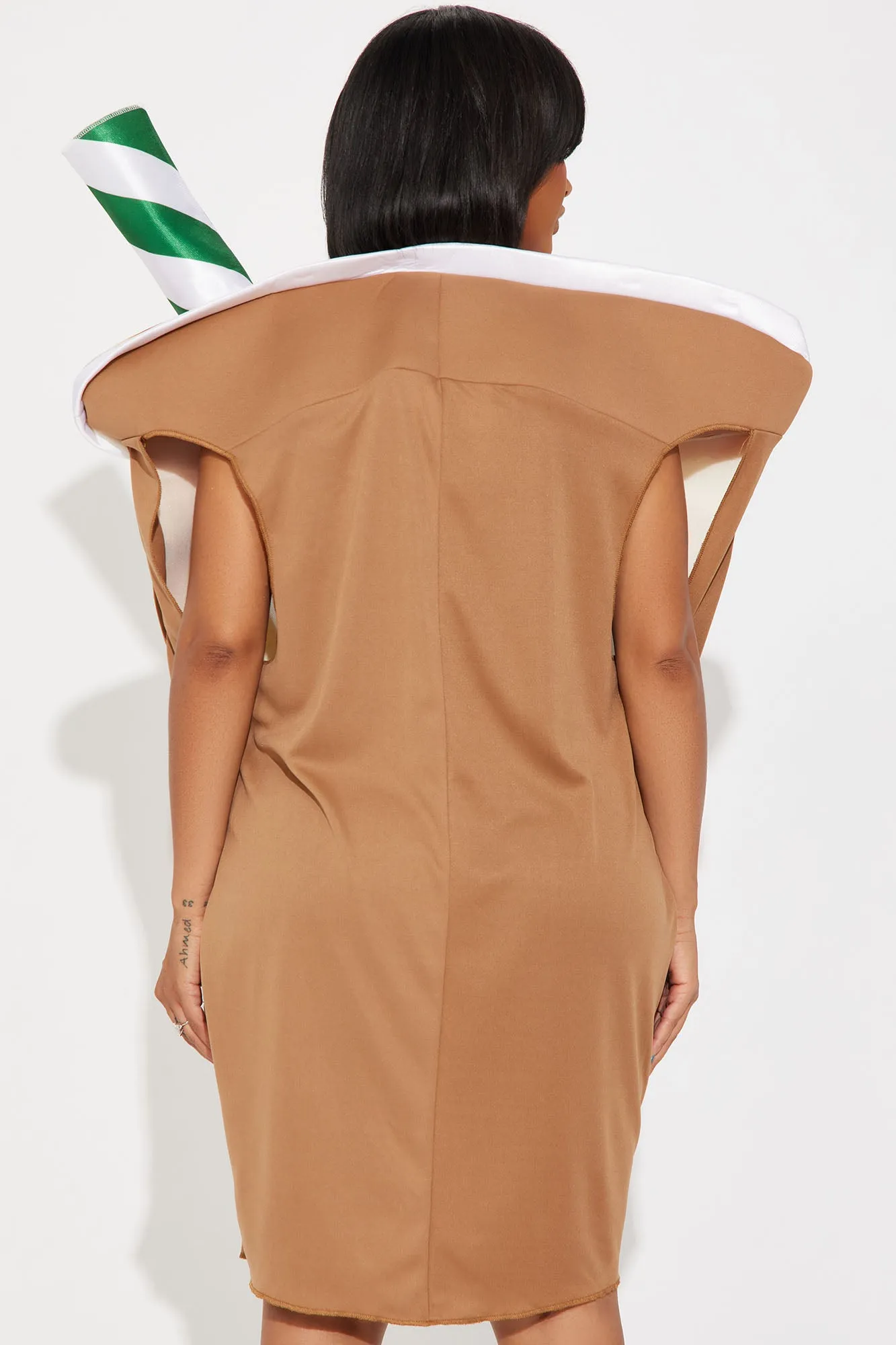 Barista Nightmare Coffee Cup 1 Piece Tunic Costume - Brown/combo