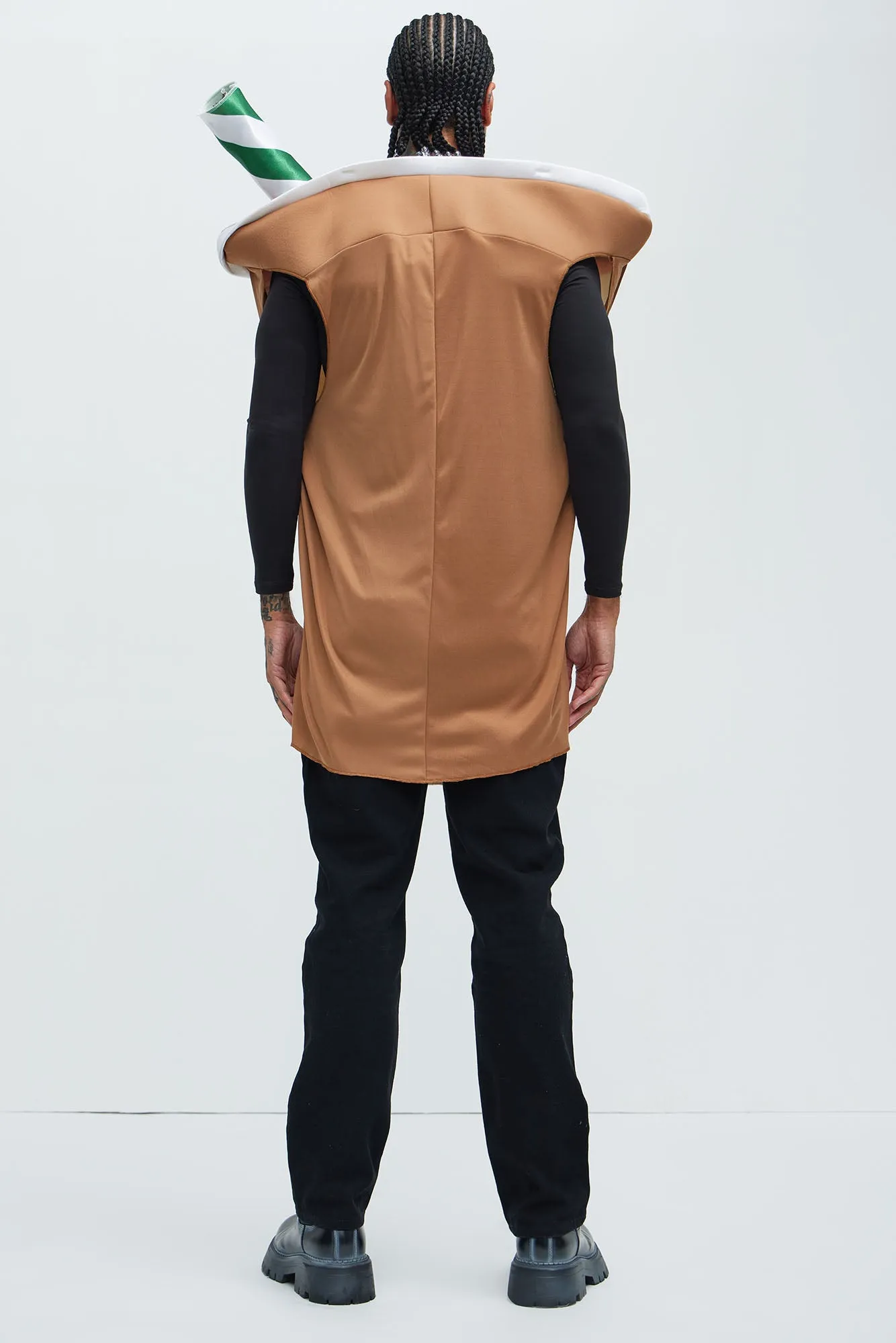 Barista Nightmare Coffee Cup 1 Piece Tunic Costume - Brown/combo
