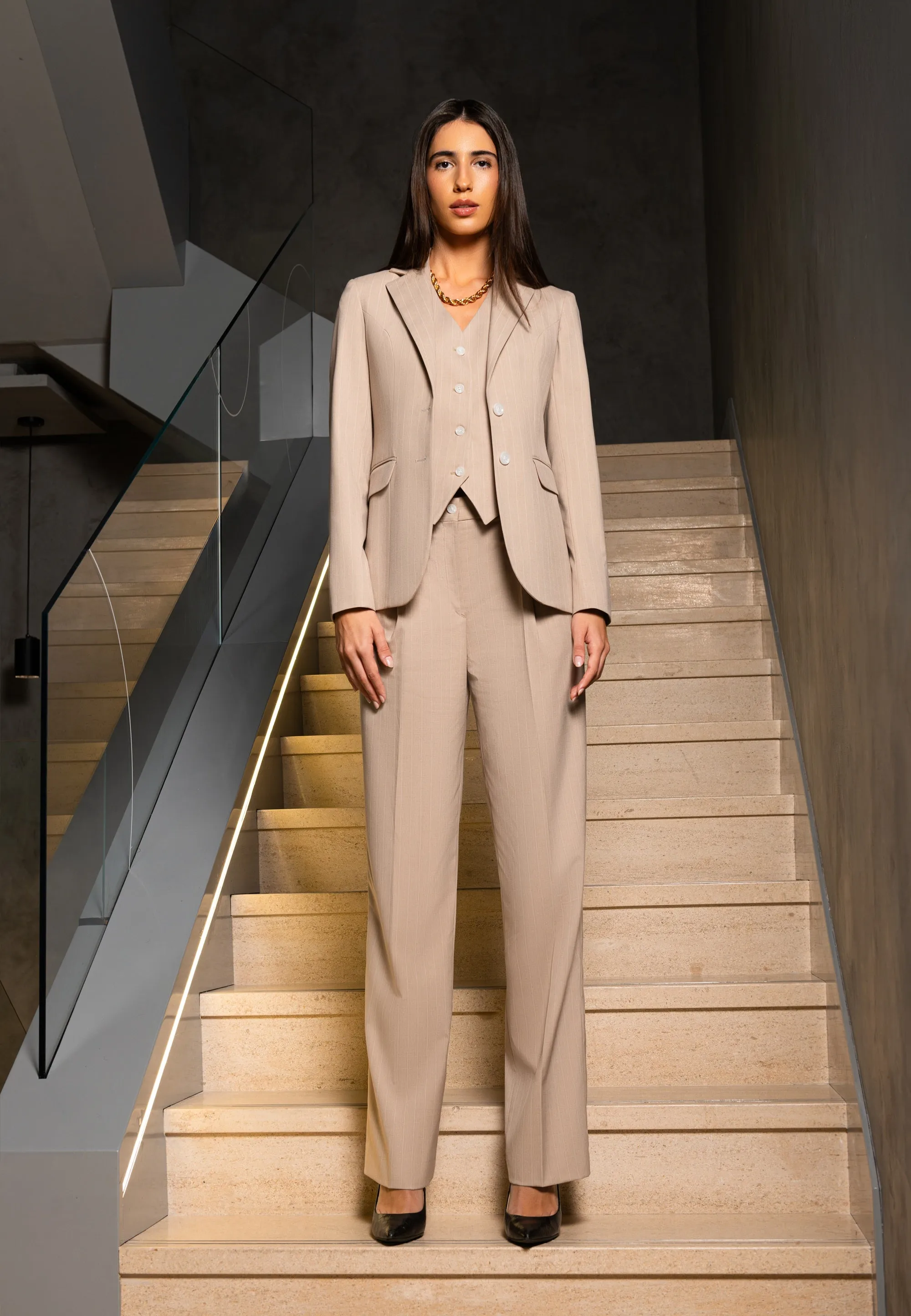 Beige Three-Piece Suit Online UAE