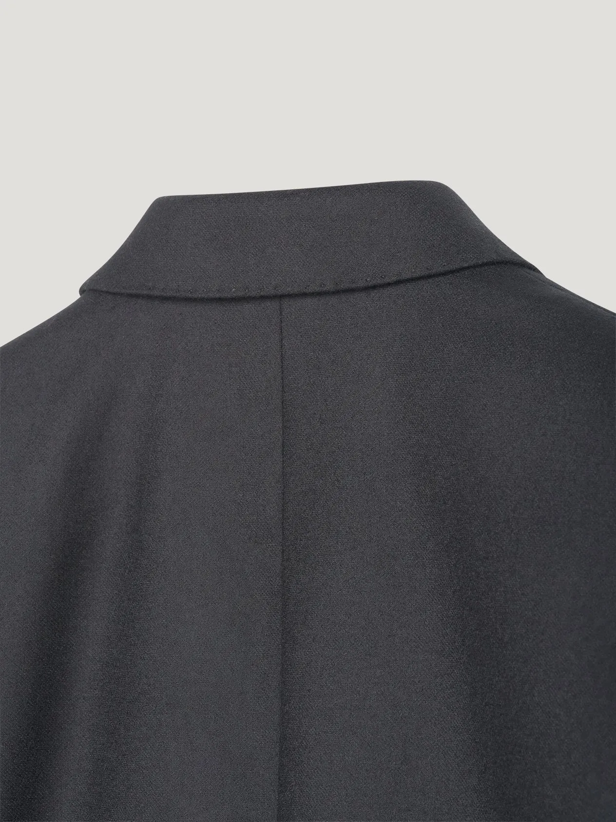 Black Long Double-Breasted Flannel Jacket