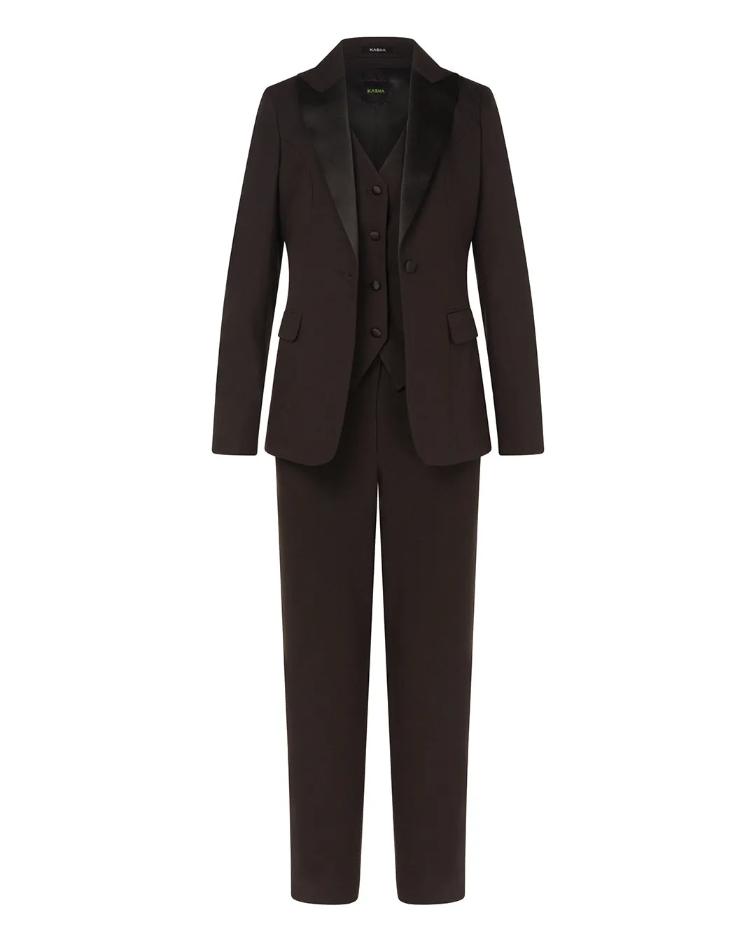 Black Satin Lapel Three-Piece Suit Online UAE