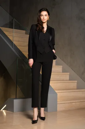 Black Satin Lapel Three-Piece Suit Online UAE