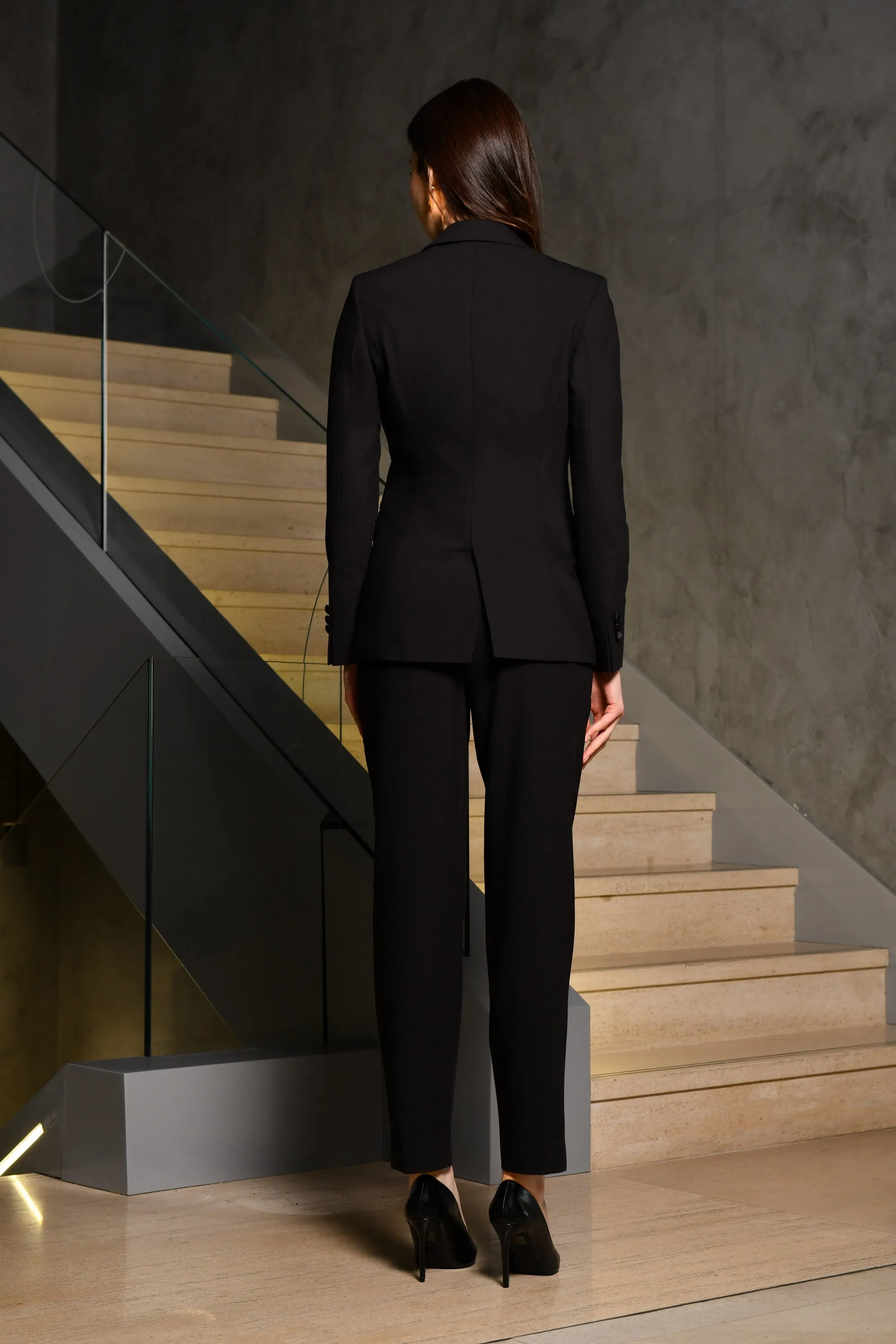 Black Satin Lapel Three-Piece Suit Online UAE