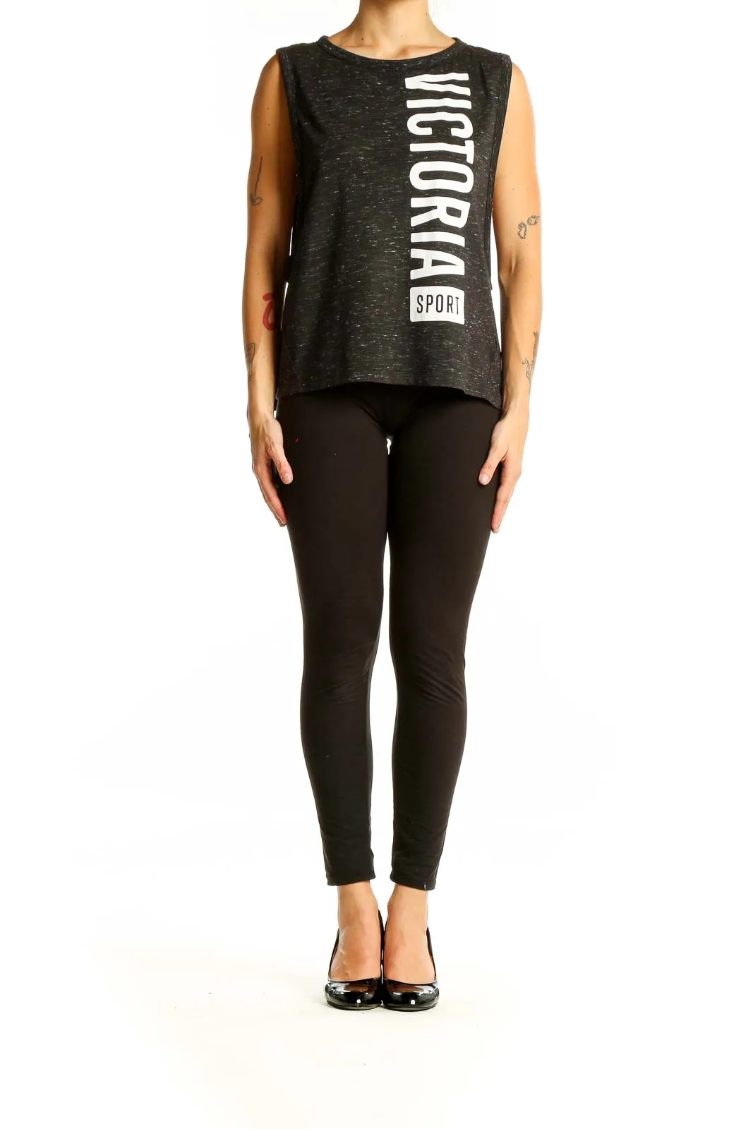 Black Speckled Sleeveless Workout Tank
