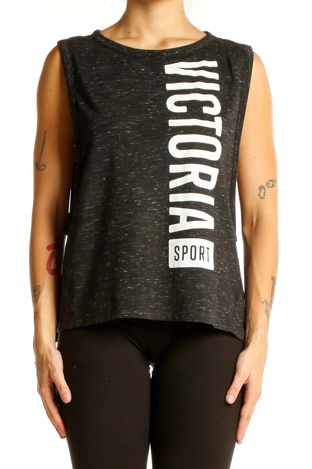 Black Speckled Sleeveless Workout Tank