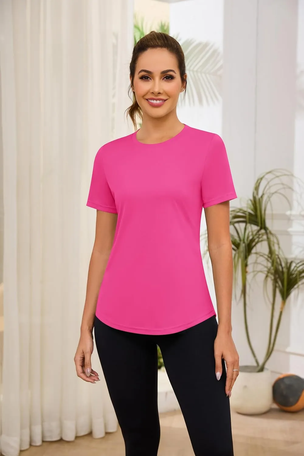Blingfit Workout Tops for Women Short Sleeve Yoga Shirts Sports Gym Tshirts Quick Drying Running Top UPF 80  Sun Protection