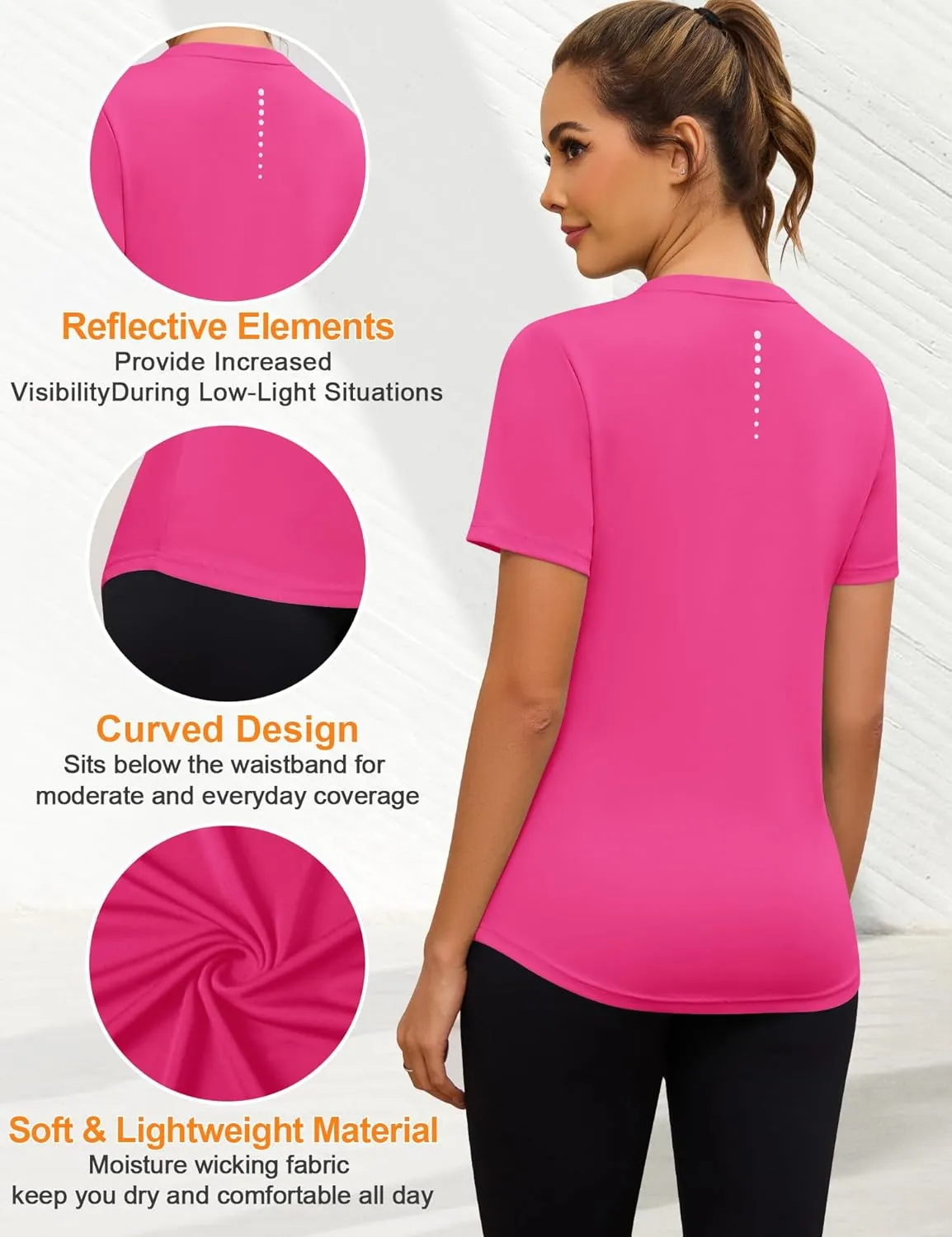 Blingfit Workout Tops for Women Short Sleeve Yoga Shirts Sports Gym Tshirts Quick Drying Running Top UPF 80  Sun Protection