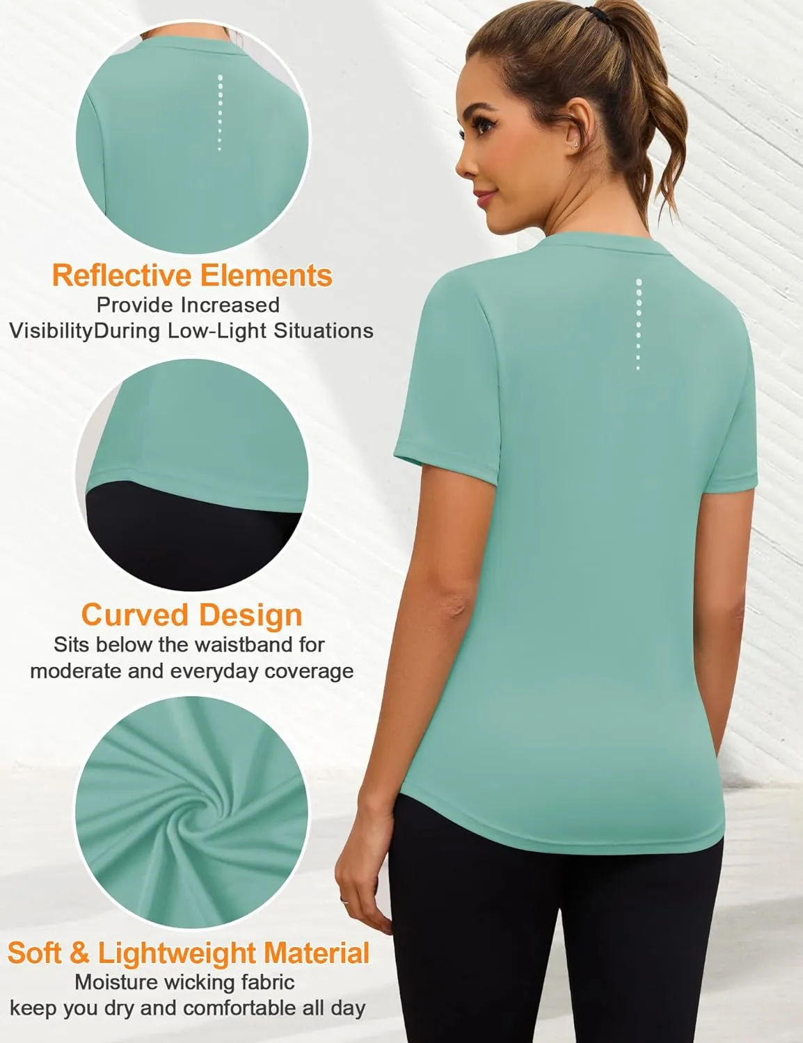 Blingfit Workout Tops for Women Short Sleeve Yoga Shirts Sports Gym Tshirts Quick Drying Running Top UPF 80  Sun Protection