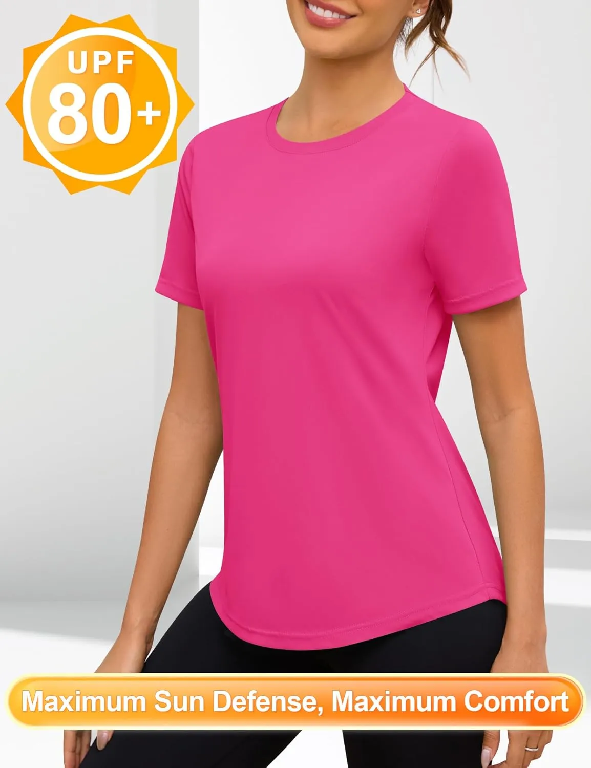Blingfit Workout Tops for Women Short Sleeve Yoga Shirts Sports Gym Tshirts Quick Drying Running Top UPF 80  Sun Protection