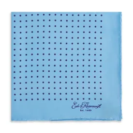 Blue and Navy Spot Printed Silk Pocket Square