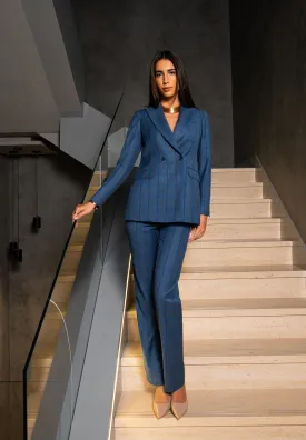 Blue Checked Double-Breasted Suit Online UAE