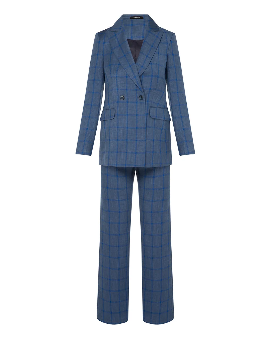 Blue Checked Double-Breasted Suit Online UAE