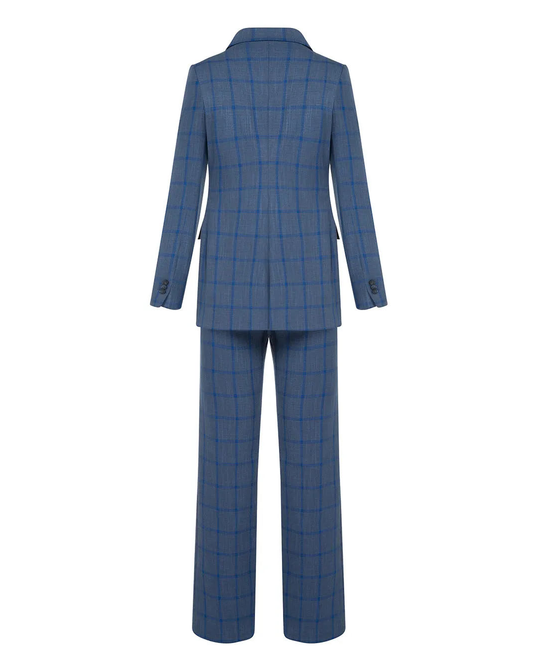 Blue Checked Double-Breasted Suit Online UAE