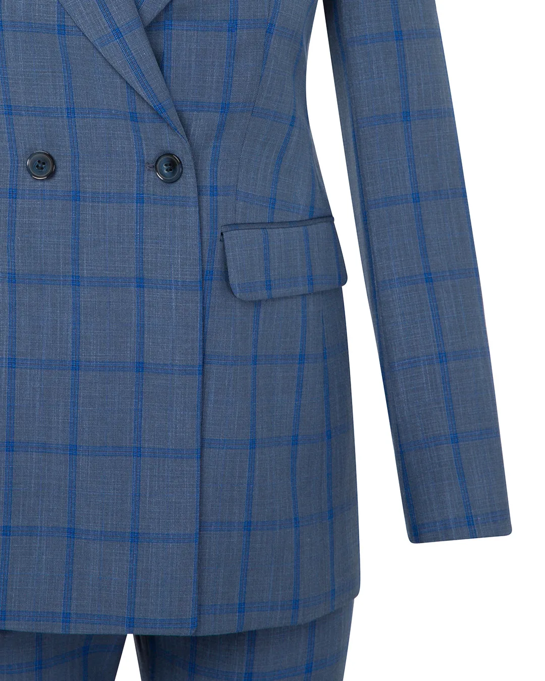 Blue Checked Double-Breasted Suit Online UAE