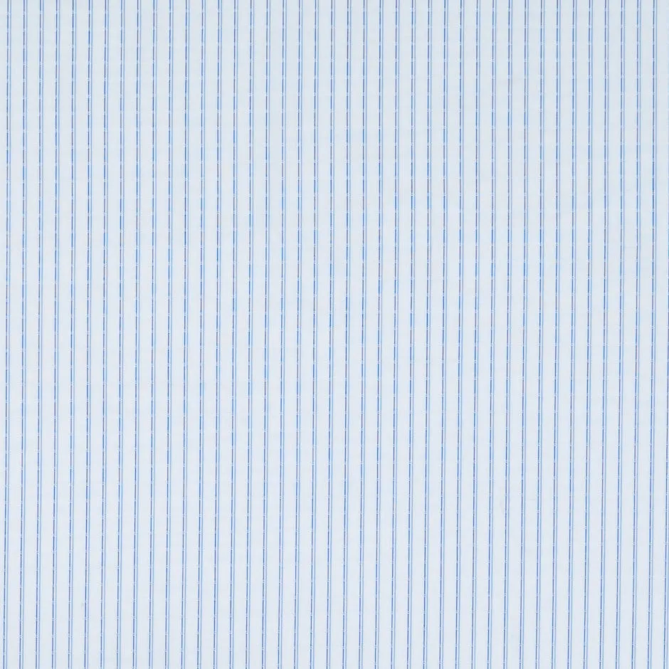 Blue Double Striped White Pure Cotton