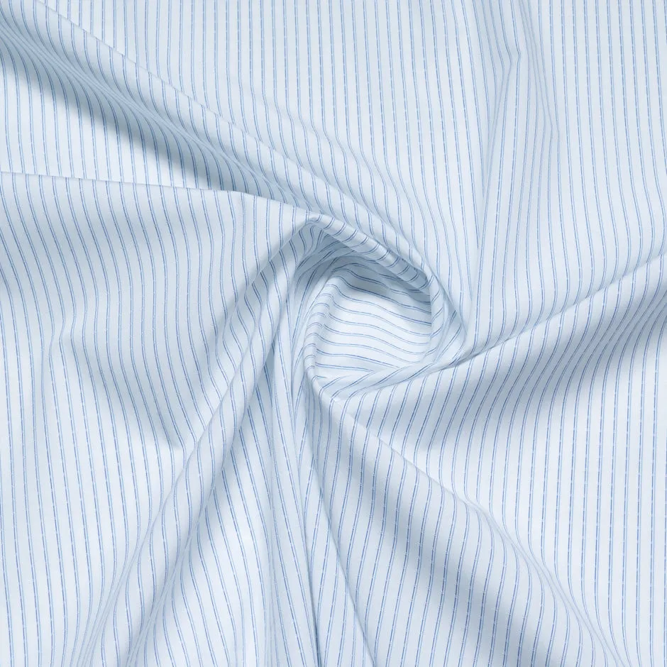 Blue Double Striped White Pure Cotton