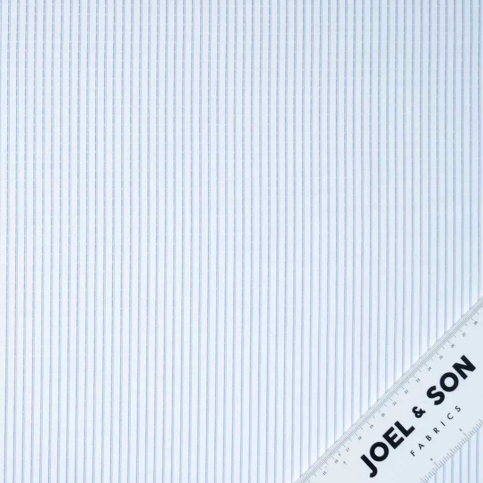 Blue Double Striped White Pure Cotton