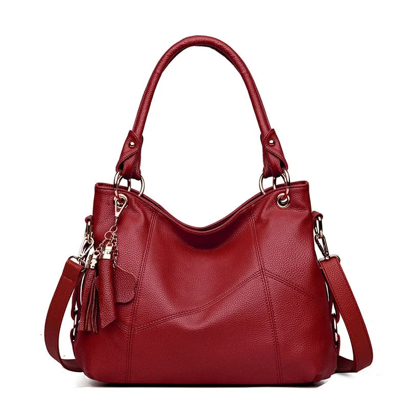 Christmas Gift White Leather Tassel Luxury Handbags Women Bags Designer Crossbody Bags for Women 2021 New Shoulder Bag Casual Big Tote Bag Sac