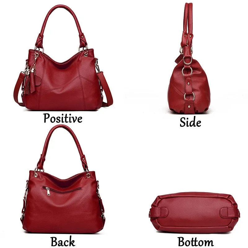 Christmas Gift White Leather Tassel Luxury Handbags Women Bags Designer Crossbody Bags for Women 2021 New Shoulder Bag Casual Big Tote Bag Sac