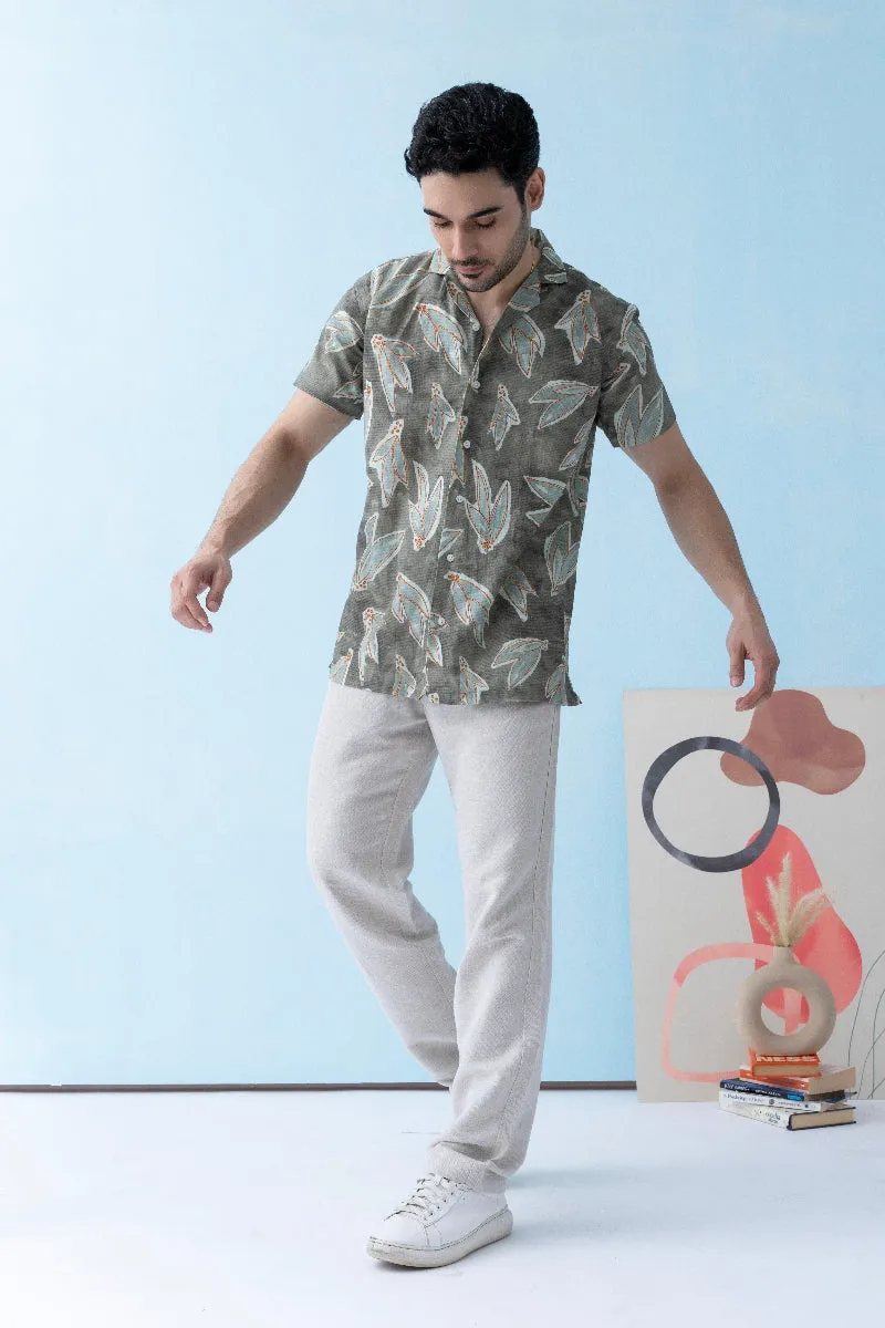 Coastline Hemp Cuban Shirt in Leafy Sage