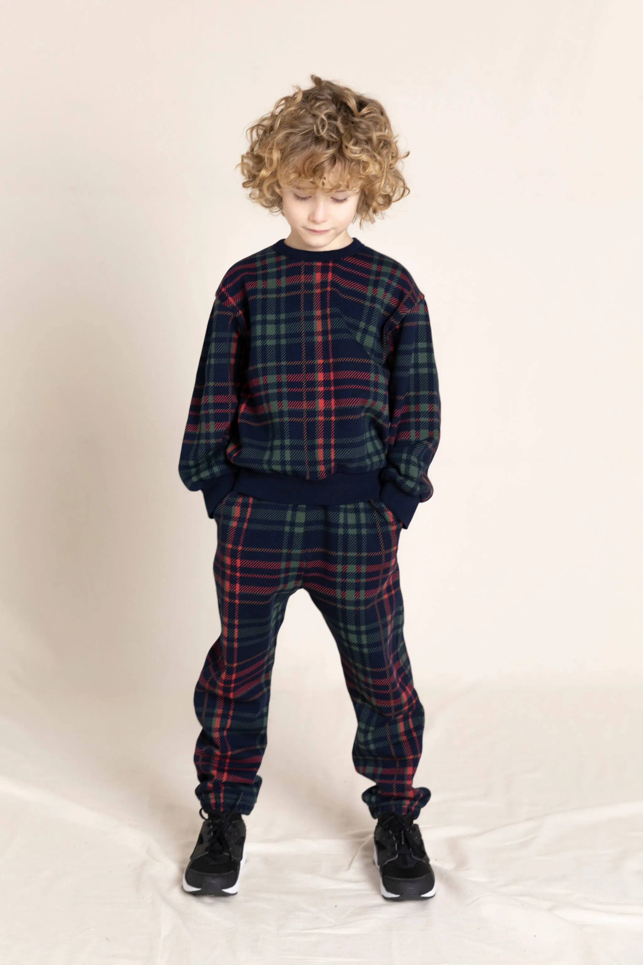 CONOR Khaki Checkers - Loose Fit Sweatpants