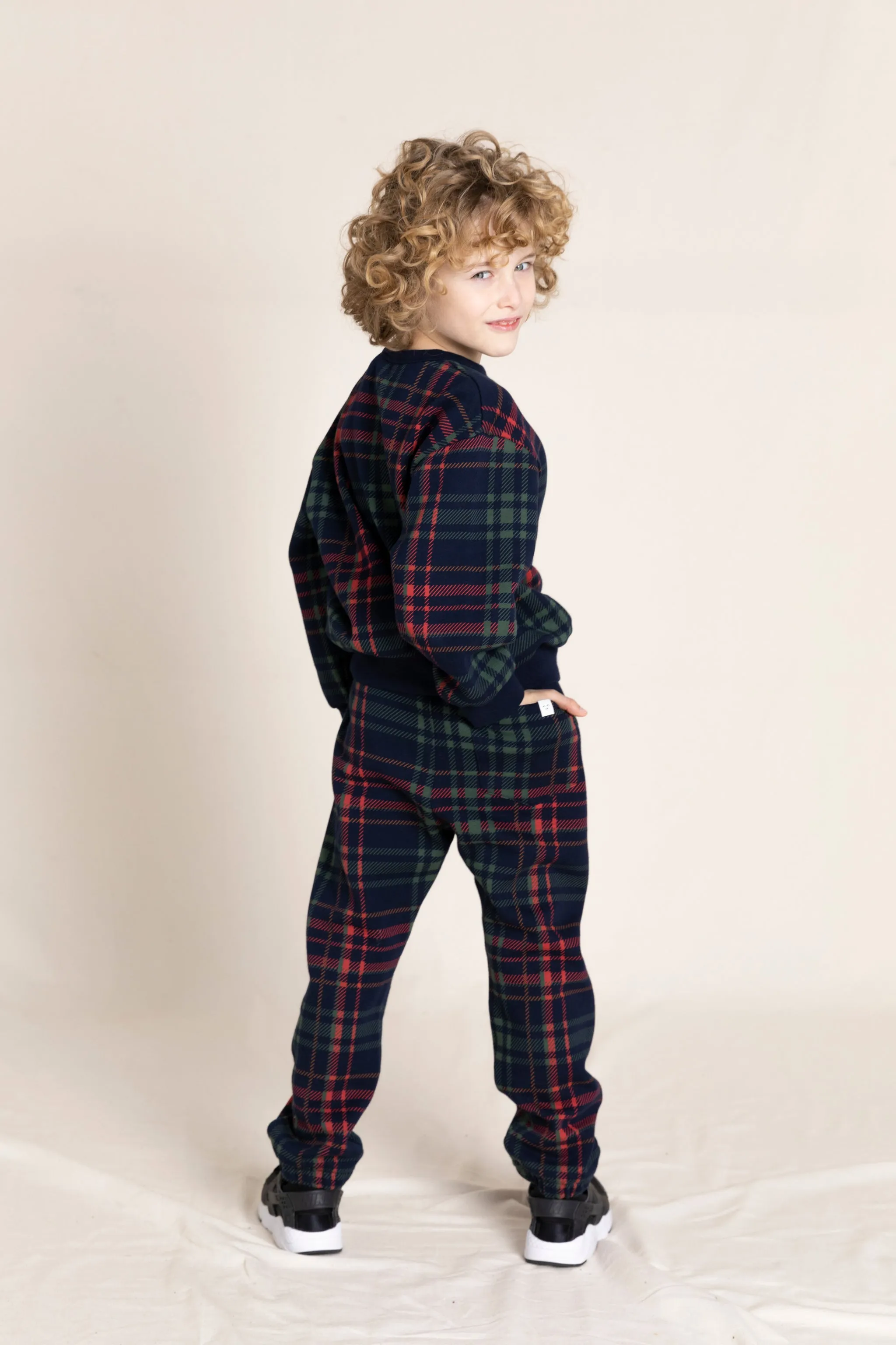CONOR Khaki Checkers - Loose Fit Sweatpants