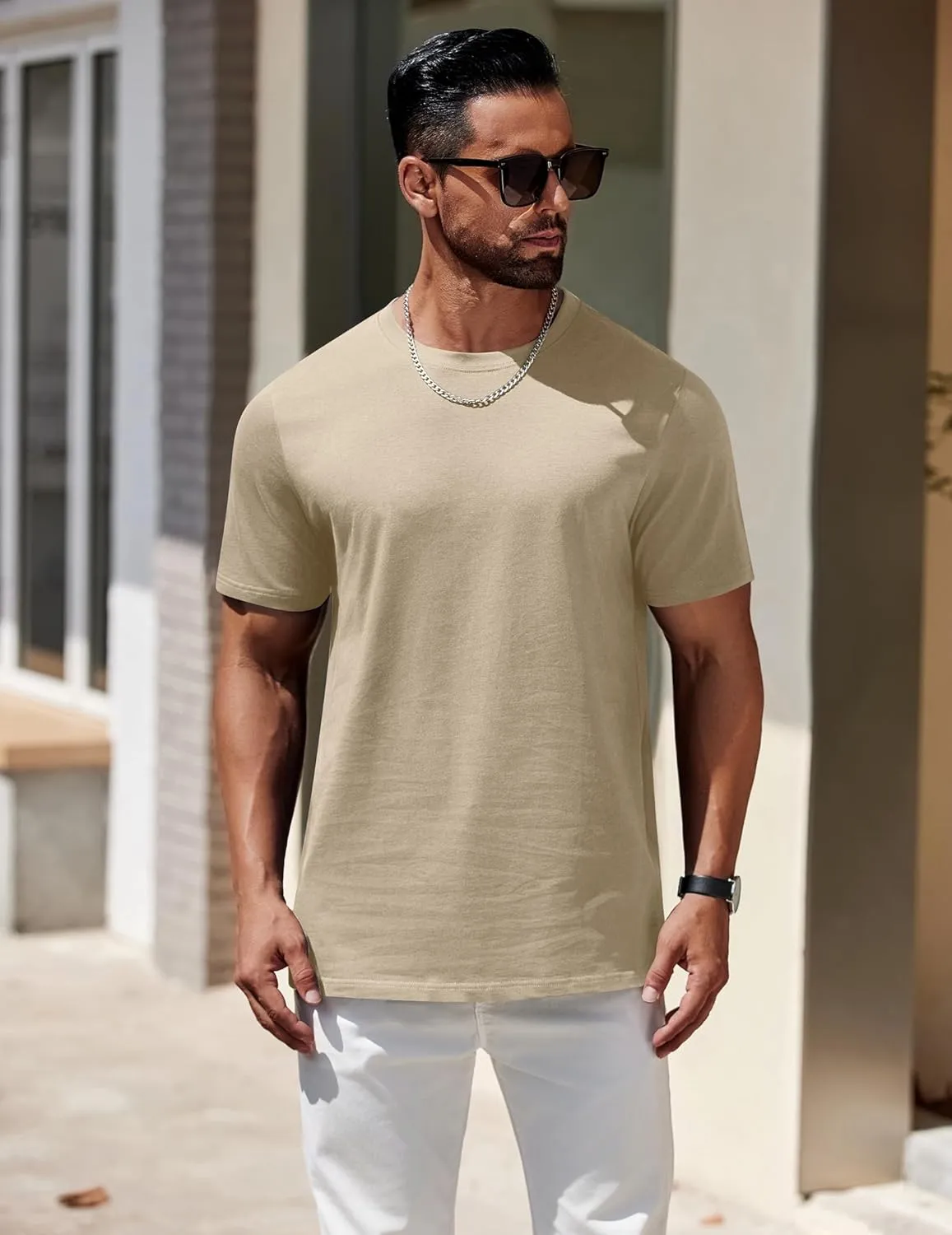 COOFANDY Mens T-Shirts 100% Cotton Heavyweight Premium Short Sleeve Shirt Crew Neck Basic Tshirt