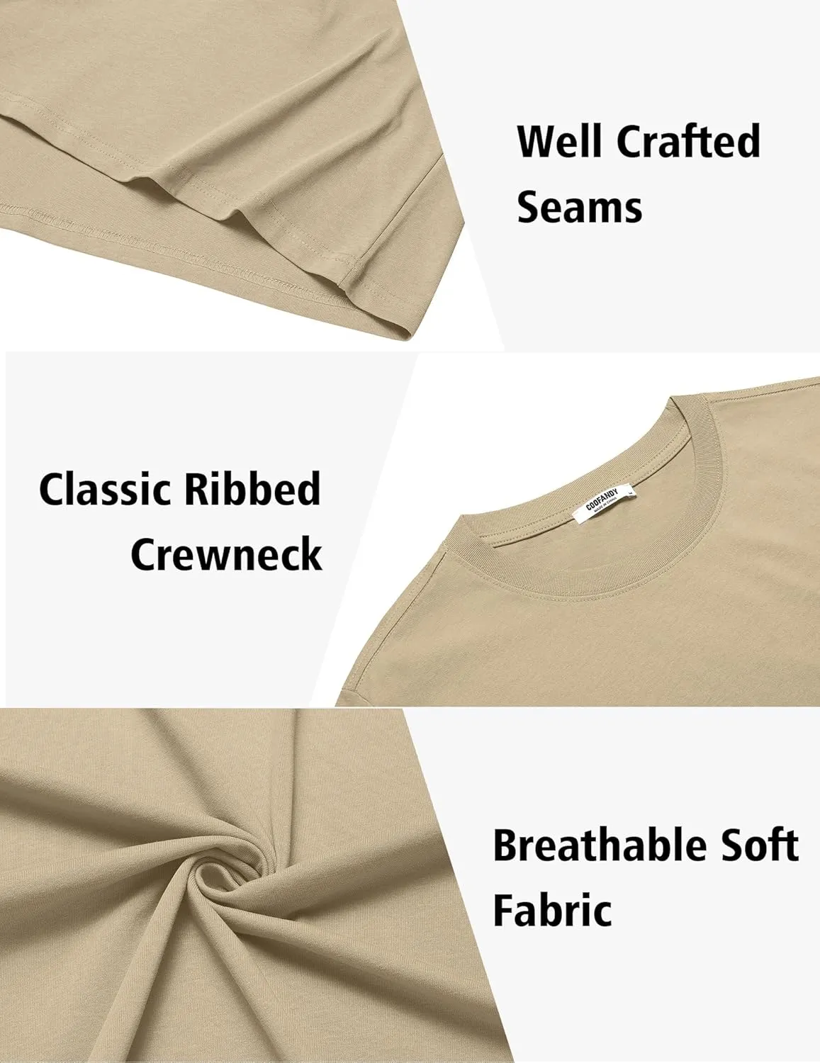 COOFANDY Mens T-Shirts 100% Cotton Heavyweight Premium Short Sleeve Shirt Crew Neck Basic Tshirt