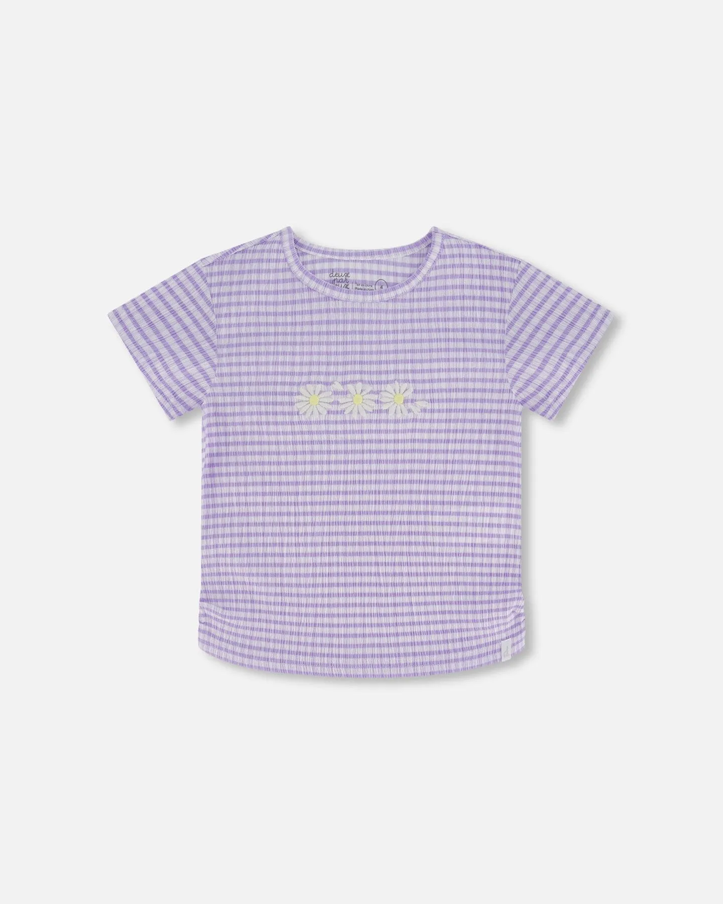 Crinkle Jersey Top With Flower Applique Vichy Lilac