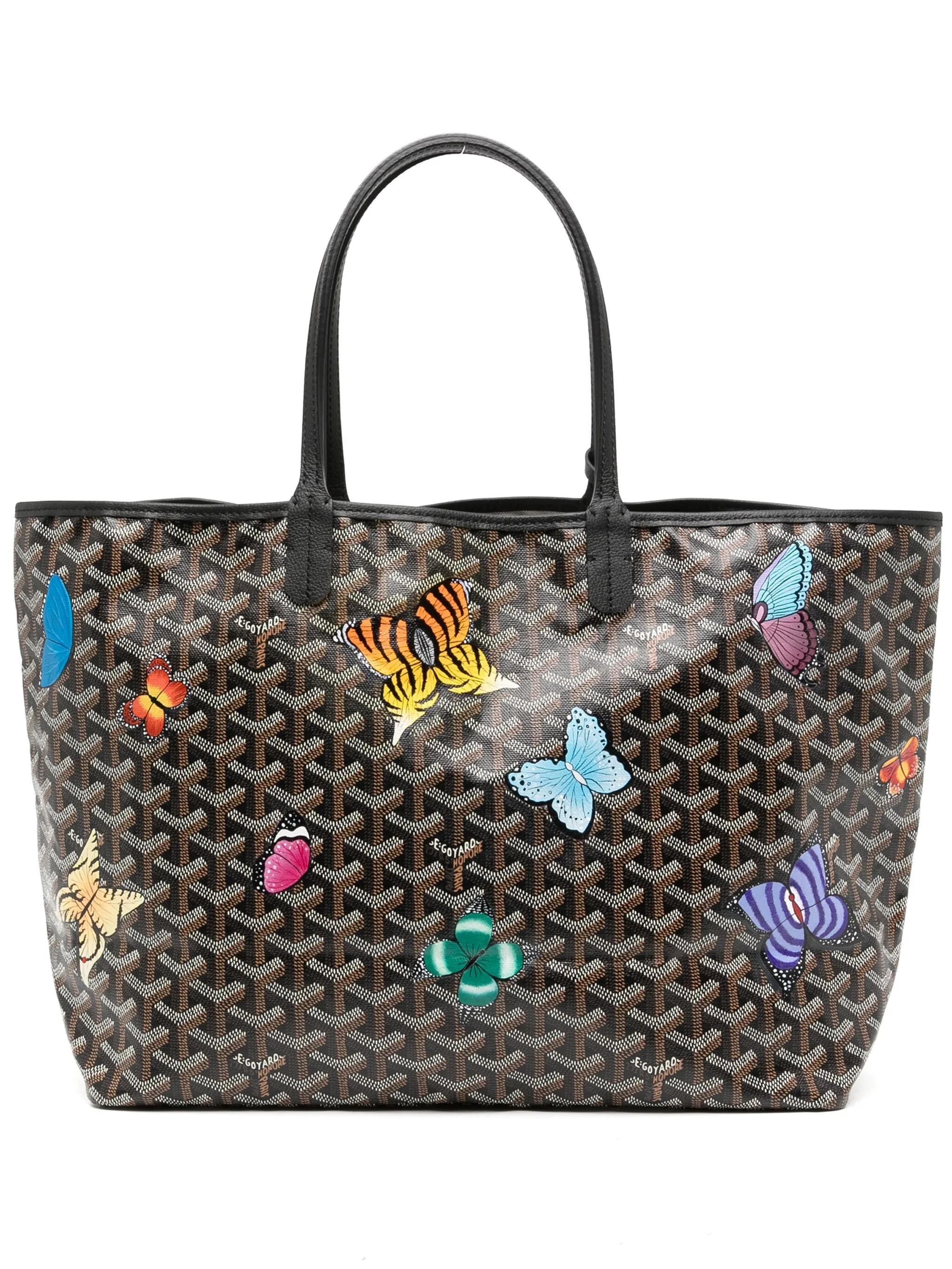 Customised Black 'Butterflies' Monogram St Louis PM Bag