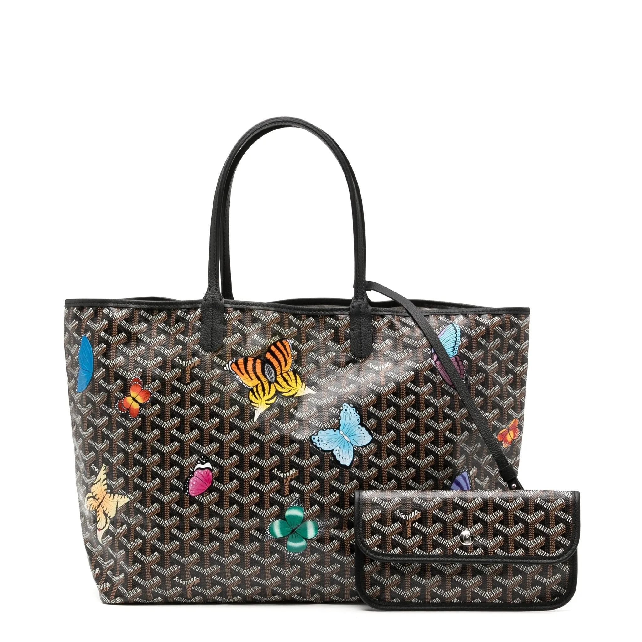 Customised Black 'Butterflies' Monogram St Louis PM Bag