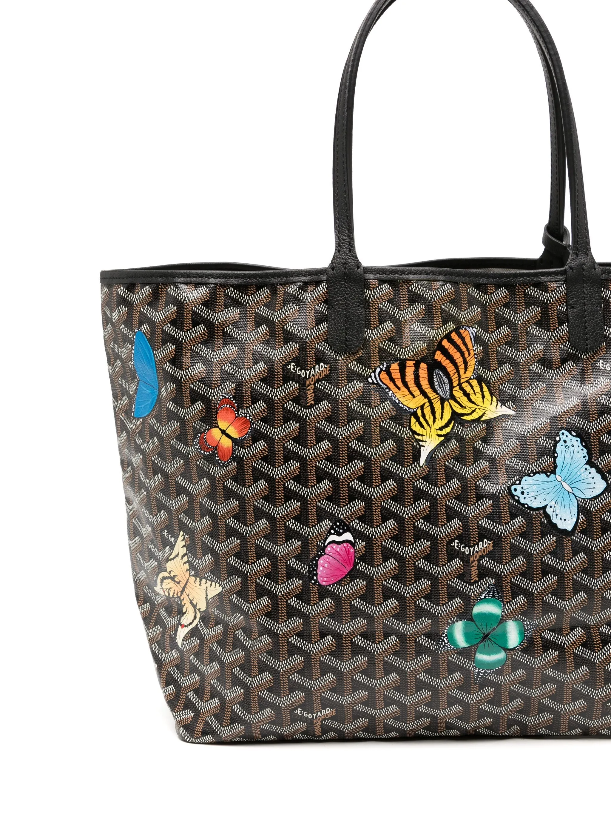 Customised Black 'Butterflies' Monogram St Louis PM Bag