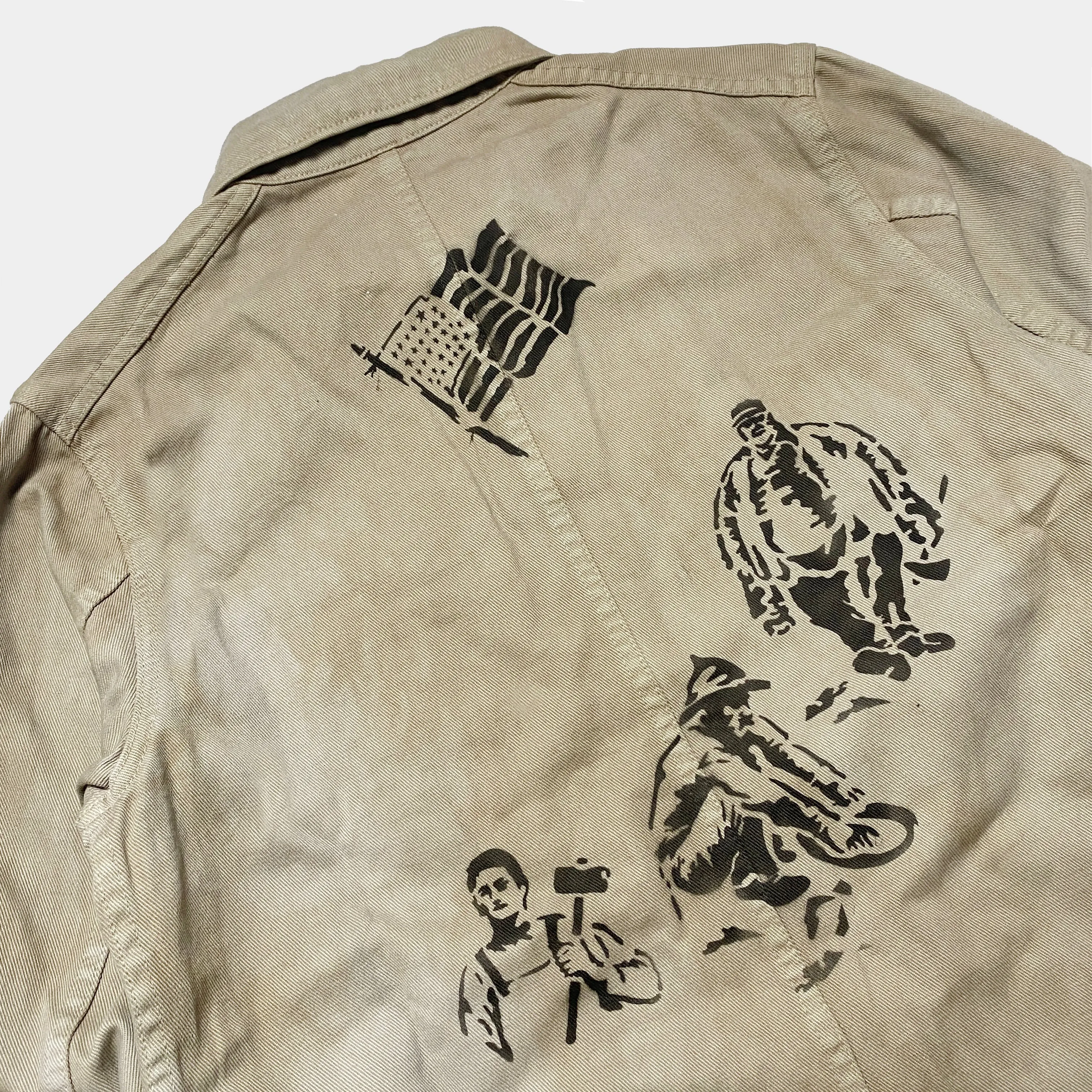DDL 305 TUBMAN-GR LIMITED EDITION REGULAR FIT VINTAGE INSPIRED RAILMAN JACKET GARMENT DYED CONE PARRAS BULL DENIM-13.75oz-GD BIEGE
