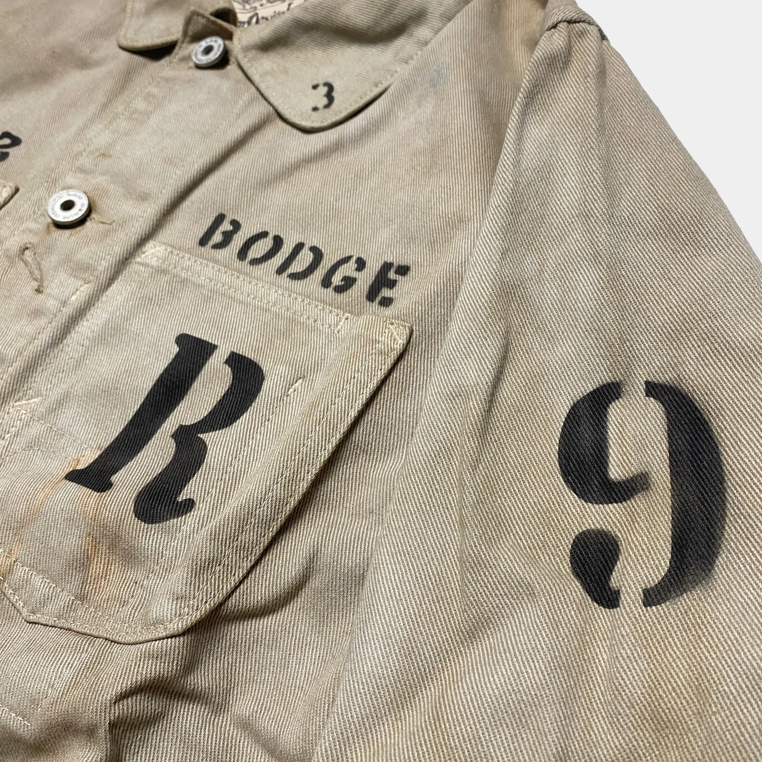 DDL 305 TUBMAN-GR LIMITED EDITION REGULAR FIT VINTAGE INSPIRED RAILMAN JACKET GARMENT DYED CONE PARRAS BULL DENIM-13.75oz-GD BIEGE