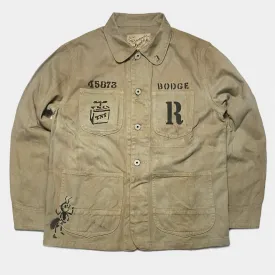 DDL 305 TUBMAN-GR LIMITED EDITION REGULAR FIT VINTAGE INSPIRED RAILMAN JACKET GARMENT DYED CONE PARRAS BULL DENIM-13.75oz-GD BIEGE