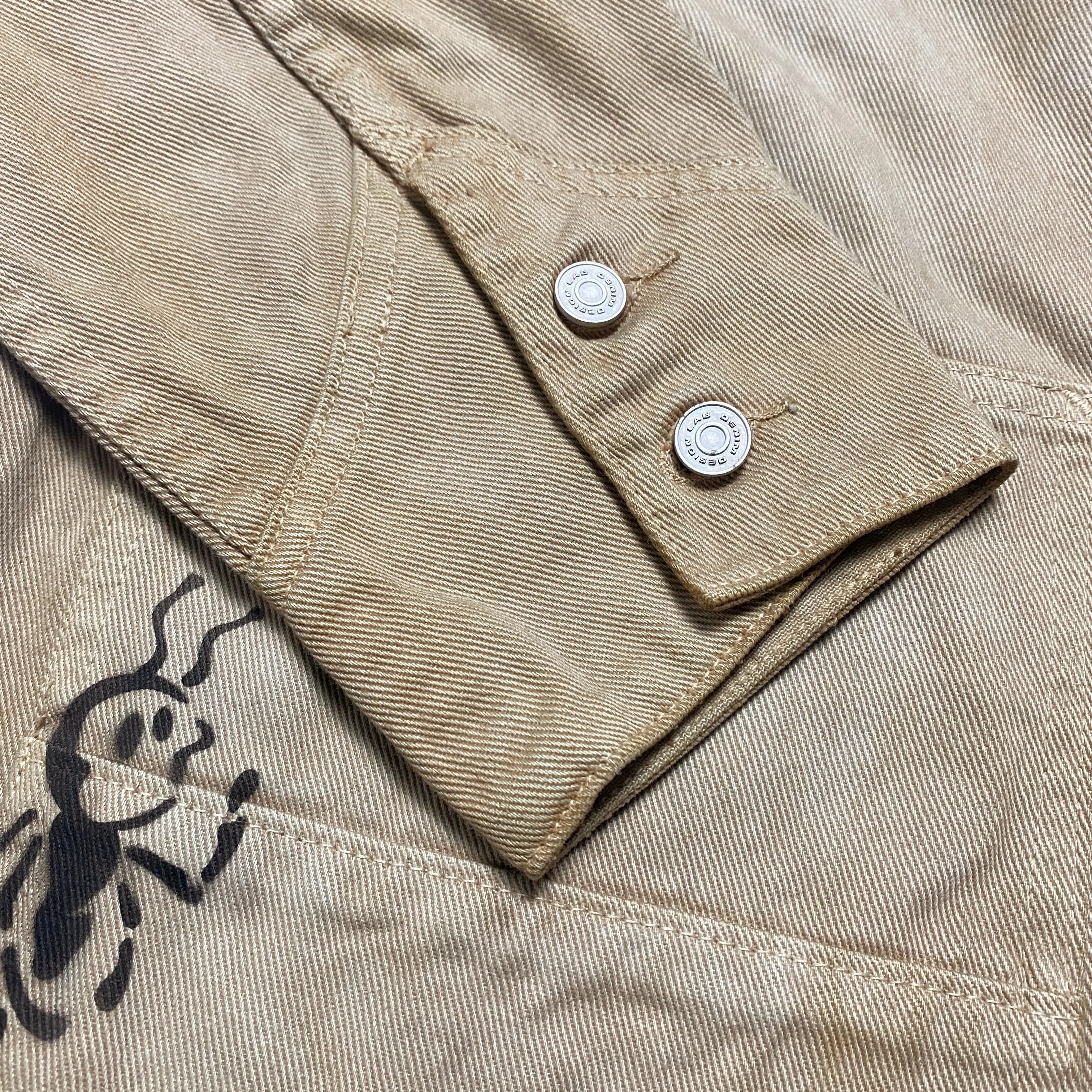 DDL 305 TUBMAN-GR LIMITED EDITION REGULAR FIT VINTAGE INSPIRED RAILMAN JACKET GARMENT DYED CONE PARRAS BULL DENIM-13.75oz-GD BIEGE