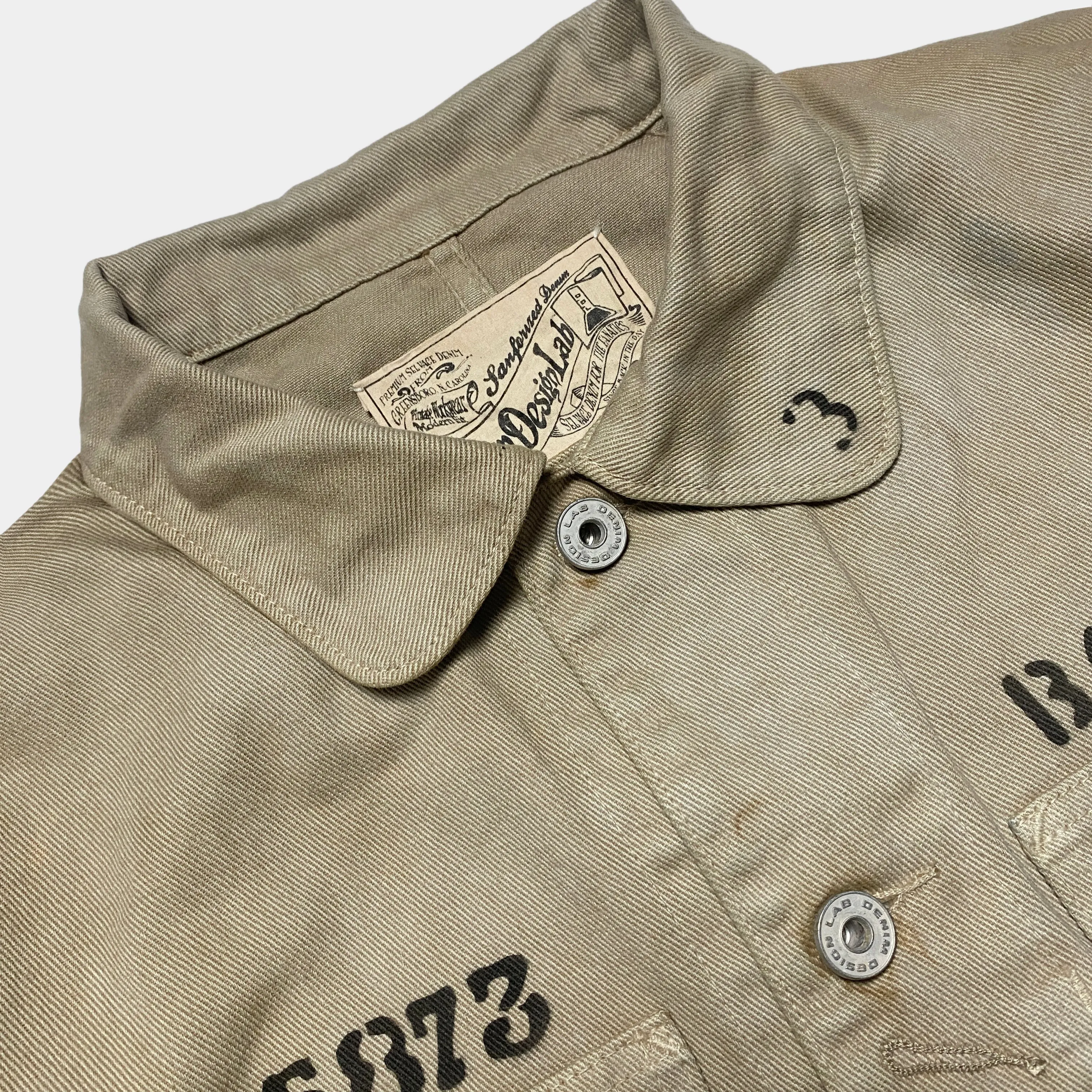 DDL 305 TUBMAN-GR LIMITED EDITION REGULAR FIT VINTAGE INSPIRED RAILMAN JACKET GARMENT DYED CONE PARRAS BULL DENIM-13.75oz-GD BIEGE