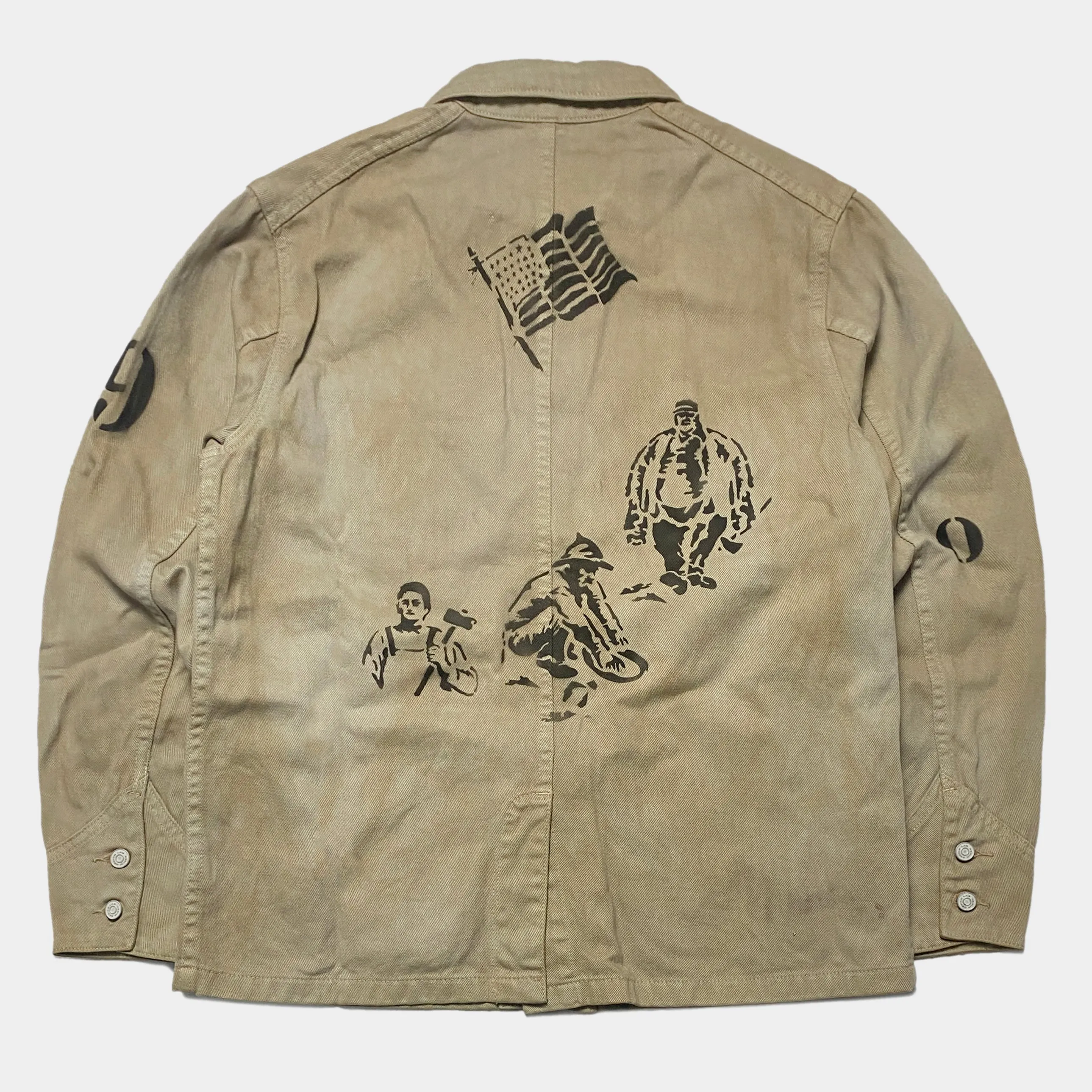 DDL 305 TUBMAN-GR LIMITED EDITION REGULAR FIT VINTAGE INSPIRED RAILMAN JACKET GARMENT DYED CONE PARRAS BULL DENIM-13.75oz-GD BIEGE