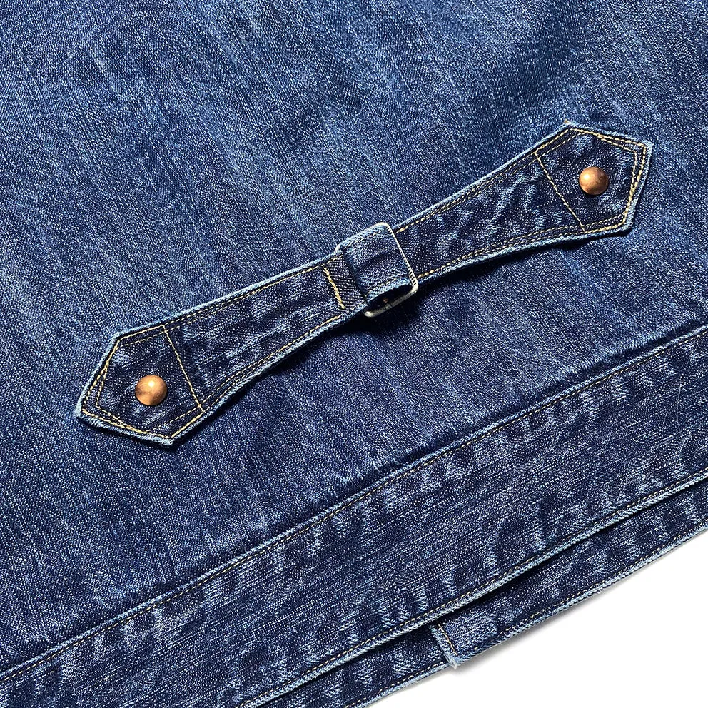 DDL 332 SWT-V1 REGULAR FIT SAWTOOTH INSPIRED 2 POCKET CONE MILLS BLACK SEED PIMA COTTON SELVEDGE DENIM VINTAGE WASH JACKET-12.25OZ-V1 INDIGO