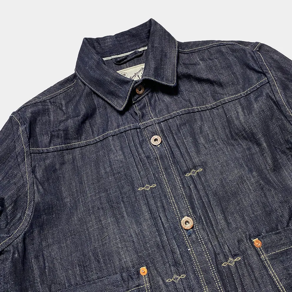 DDL 332 TRUCKER REGULAR FIT VINTAGE INSPIRED SELVEDGE DENIM 2 POCKET JACKET-12.25OZ-HRH INDIGO